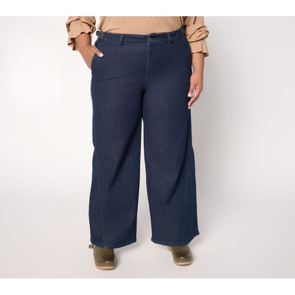 SUNNYLiFE Women's Pants Sz 2 T Wide Leg Jean DarkGreen A704096